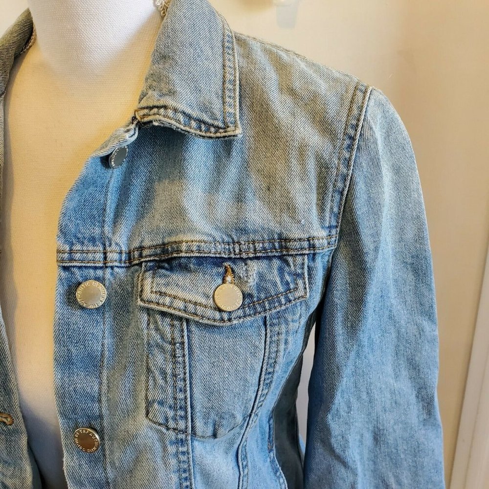 Zara TRF Womens Denim Jacket Blue Size Small Medium Jean Jacket - Picture 2 of 11